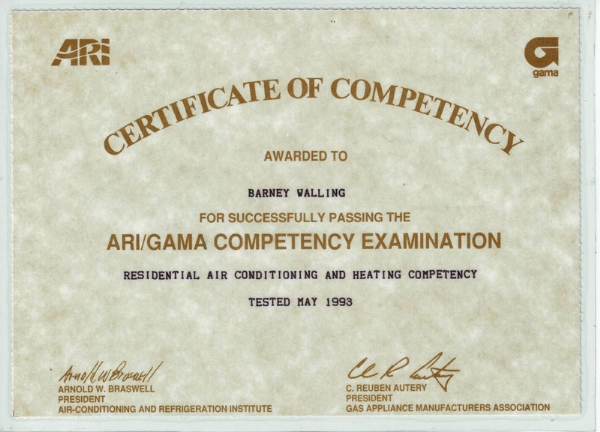 ARI-GAMA 01 | Barney's Air Conditioning and Heating, Inc.